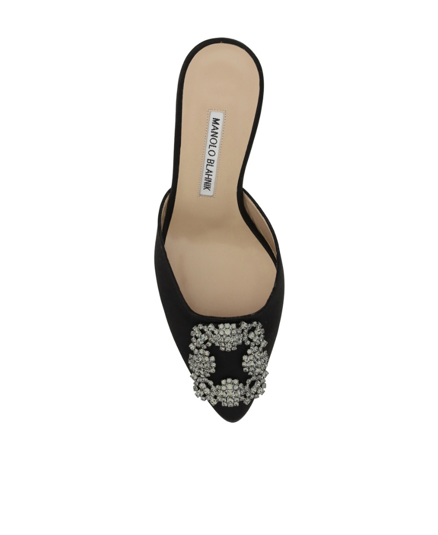 MANOLO BLAHNIK MANOLO BLAHNIK HANGISIMUHK SATIN BUCKLE EMBELLISHED MULES