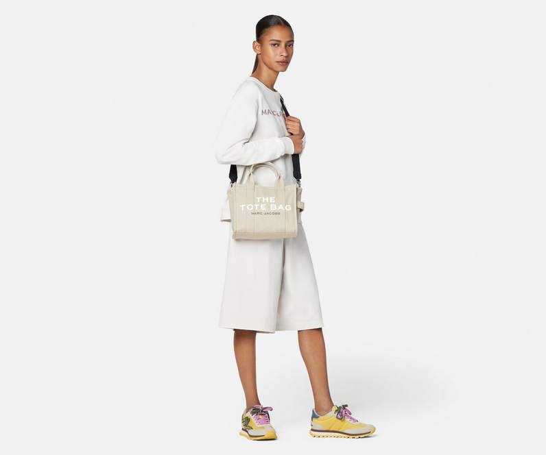 Marc Jacobs 'traveler Handbag' Mini Beige Tote Bag With Logo In Nude