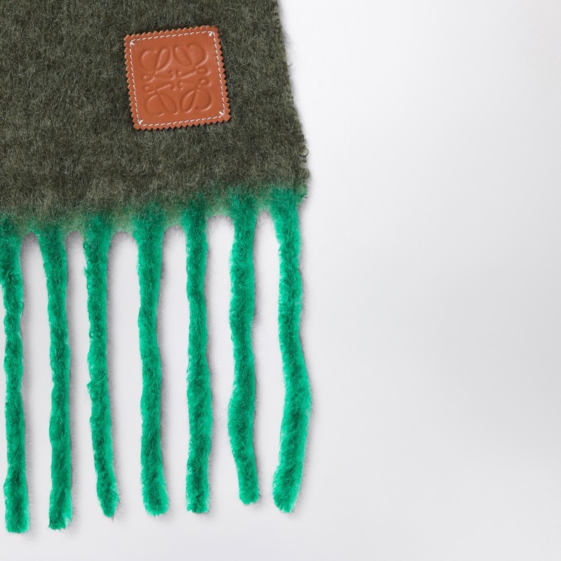 Loewe Fringed Scarf In Green