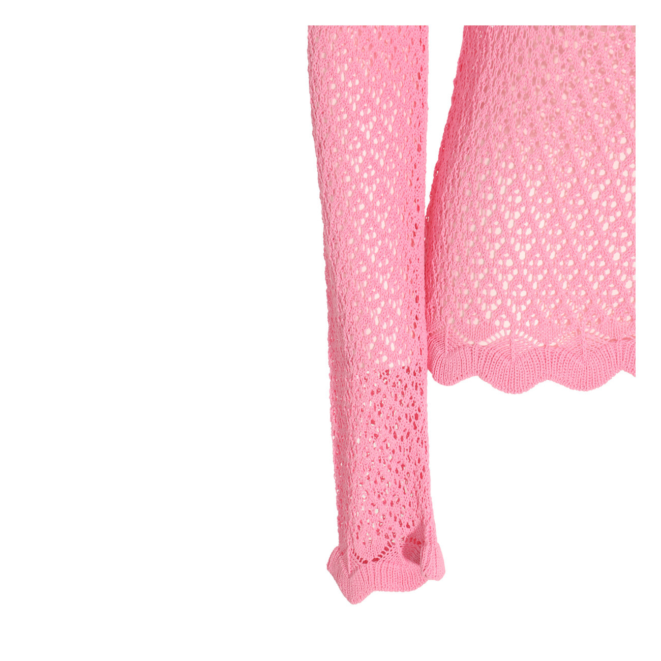 Blumarine Logo-detail Open-knit Top In Pink