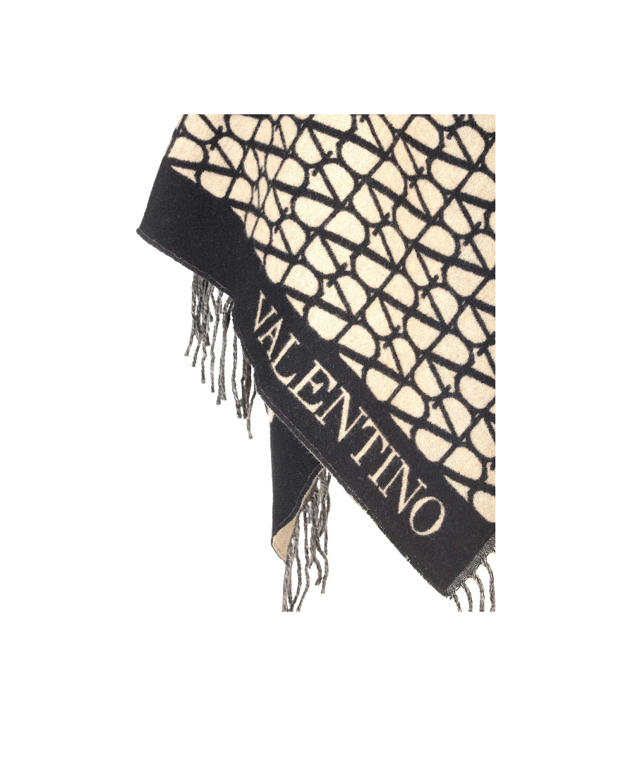 Valentino Toile Iconographe Fringed Poncho In Nude