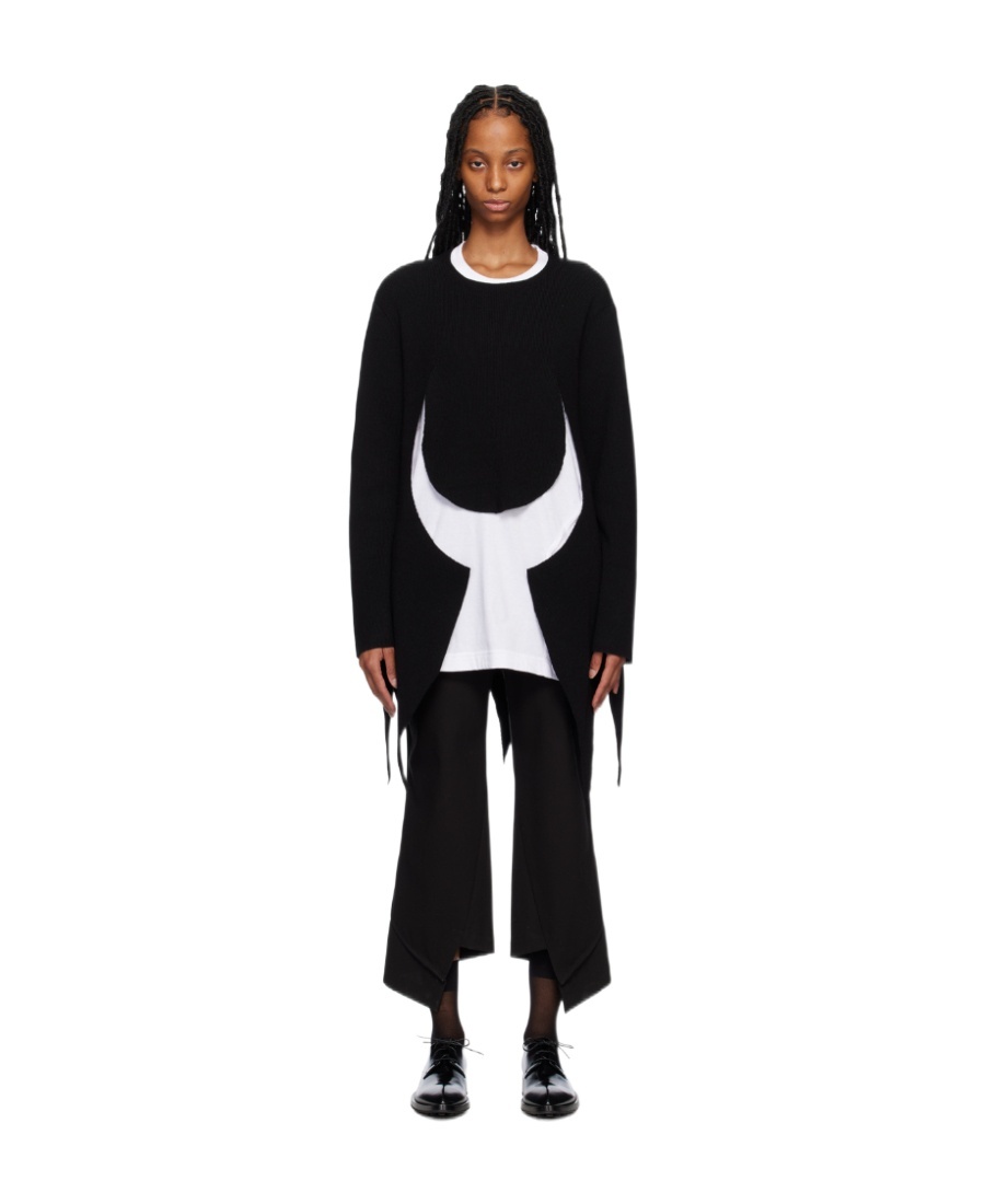 Shop Comme Des Garçons Cut-out Detail Asymmetric Jumper In Black