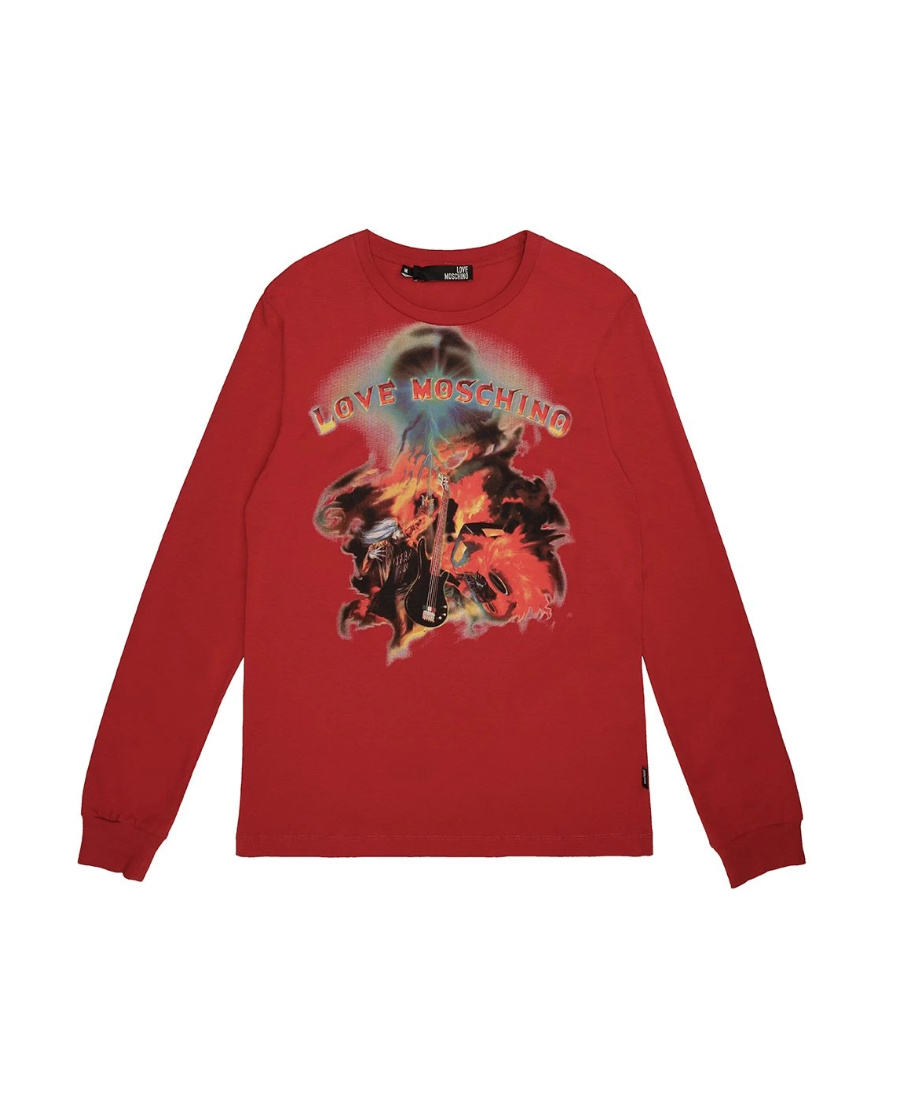 Moschino T-shirt With Round Neck And Long Sleeves In Red
