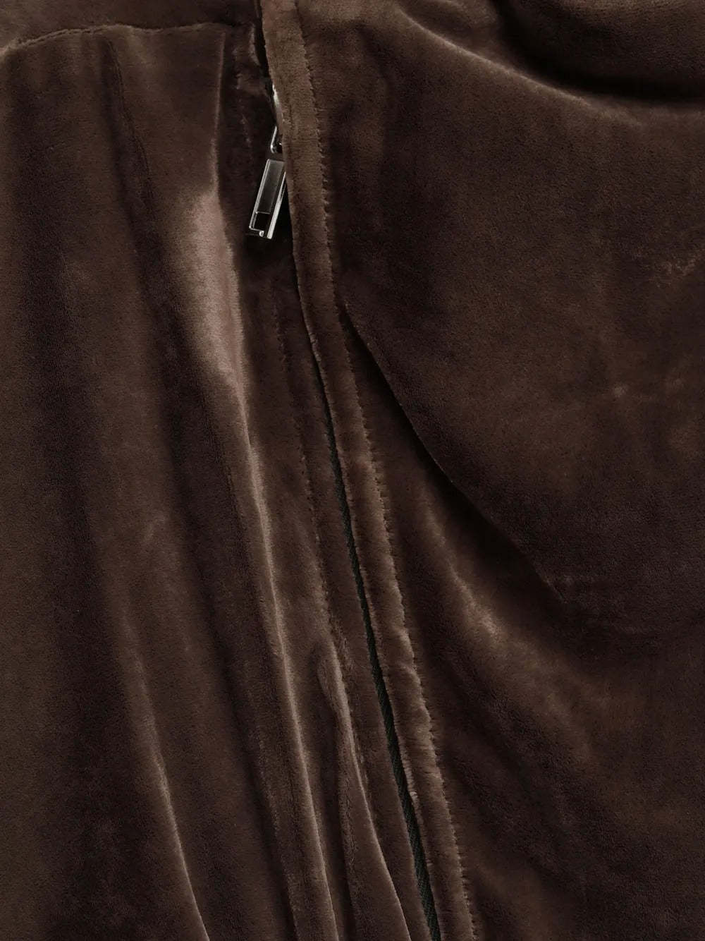 Rick Owens Velvet Zip-front Cropped Jacket In Brown