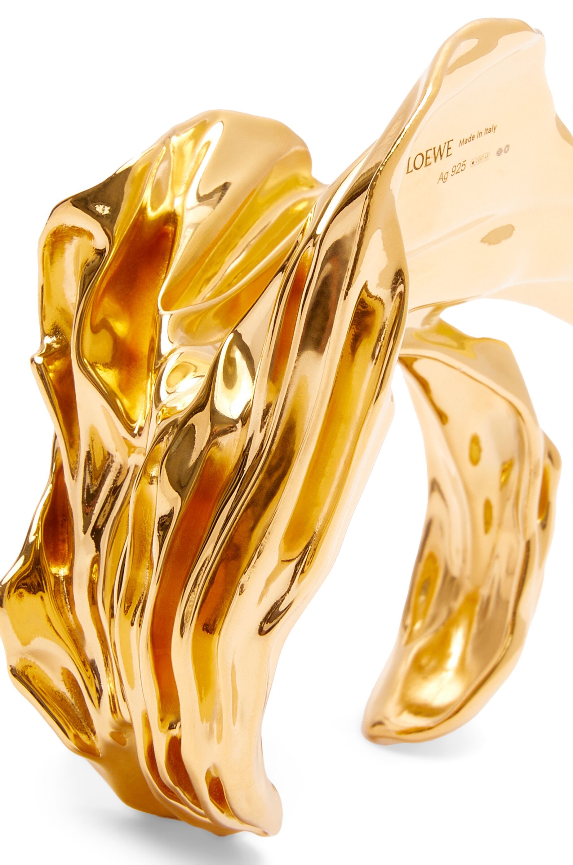 Loewe Pleated Fan Cuff In Sterling Silver In Gold