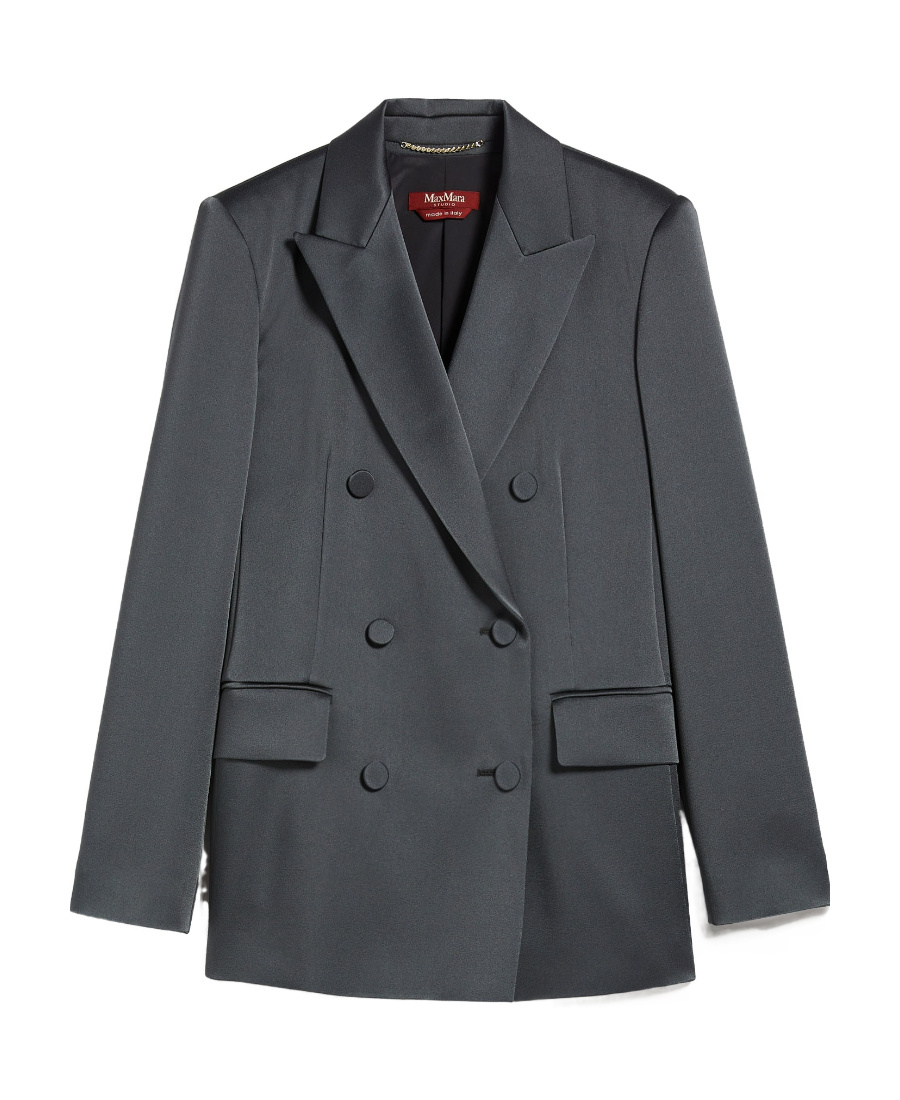 Shop Max Mara Double-breasted Blazer In Gray