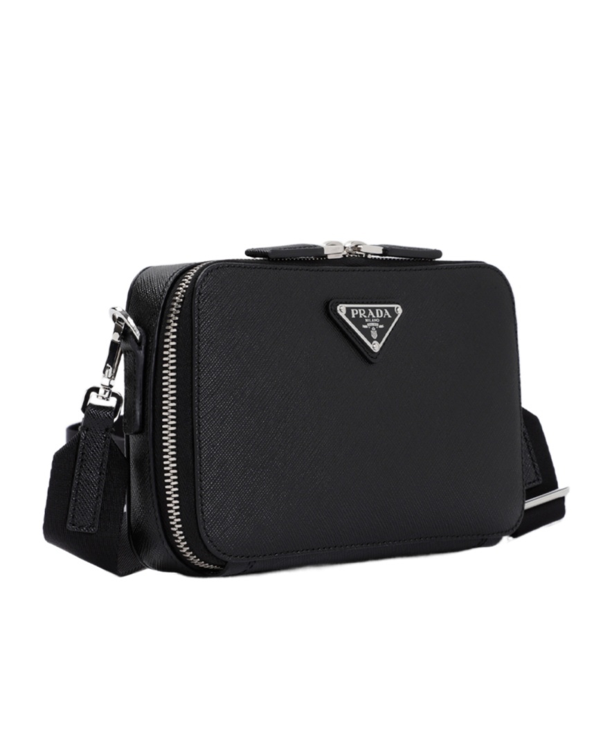 Prada Textured Leather Crossbody Bag In Black
