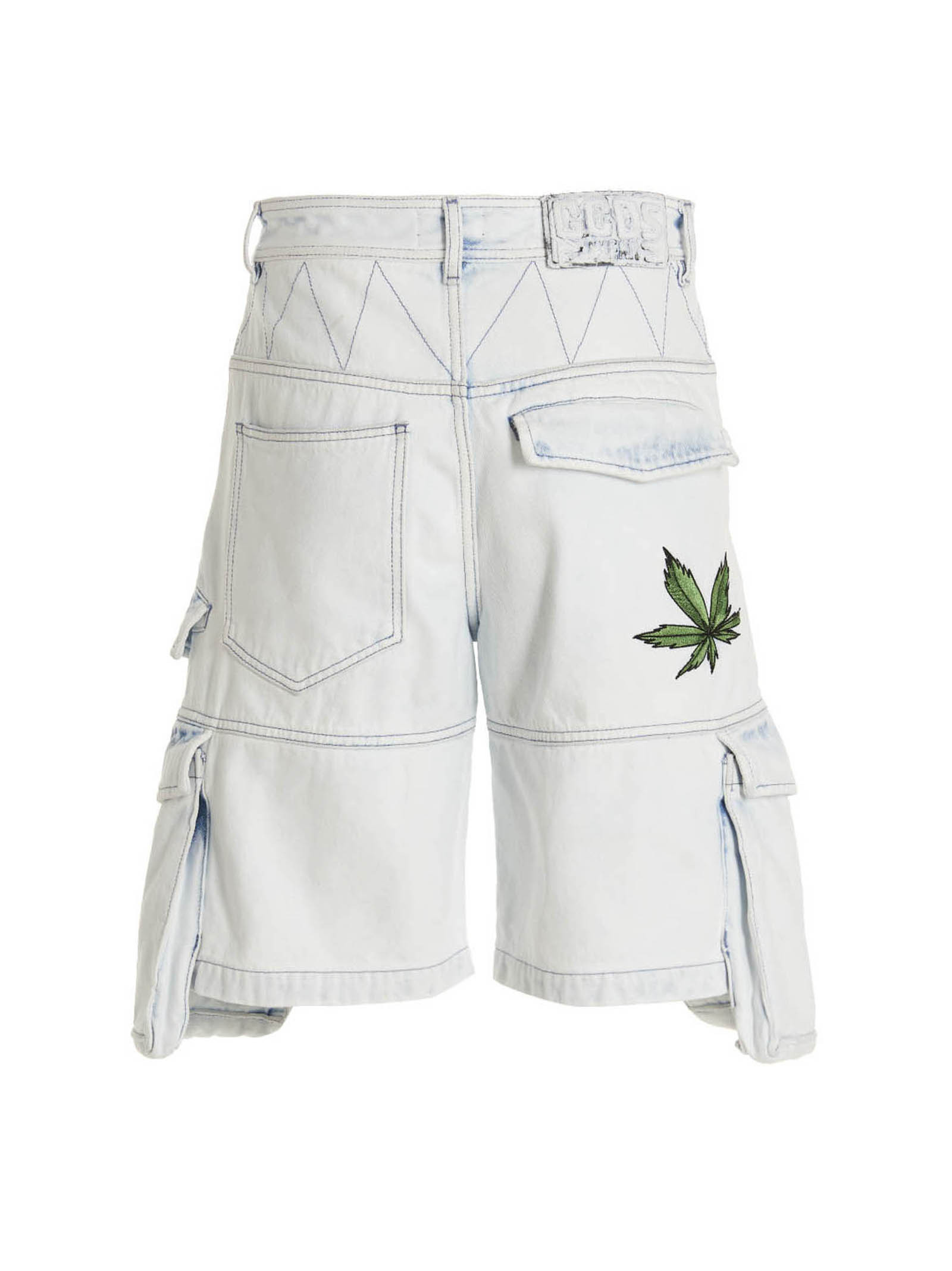 Gcds Light Blue Embroidered Ultracargo Shorts In White