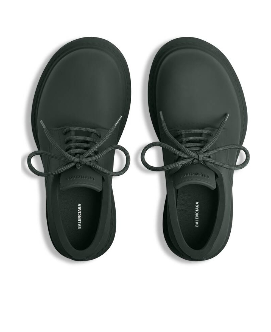 Balenciaga Bottle Green Eva Steroid Lace-up Shoes In Black