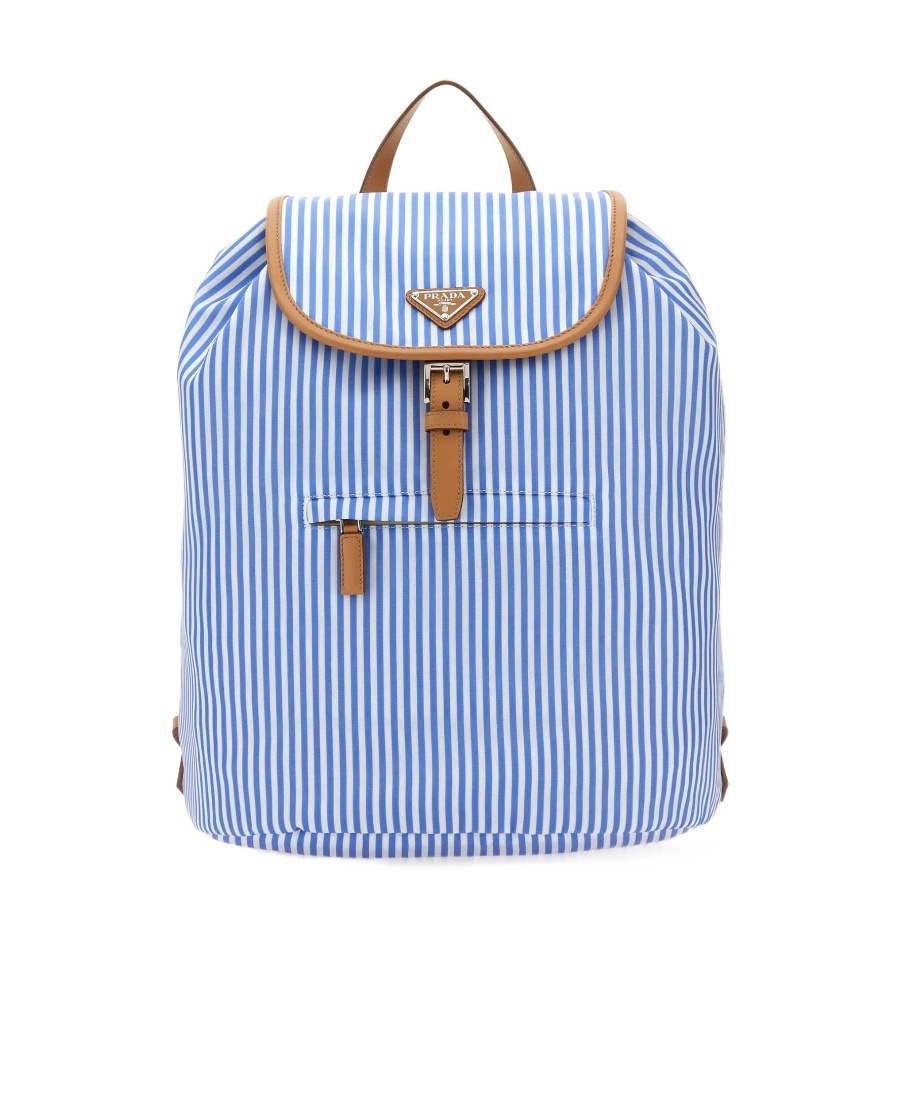 Prada Man Printed Re-nylon Backpack In Blue