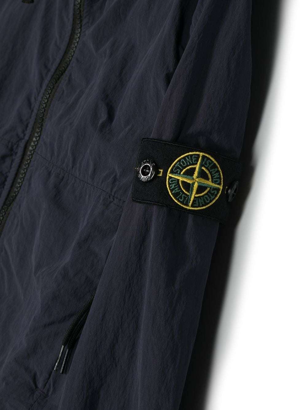 Stone Island Crinkled-finish Hooded Jacket In Blue