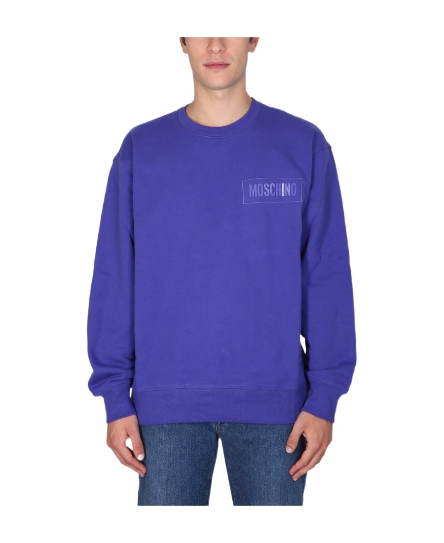 Moschino Couture Sweatshirt With Logo Patch In Blue