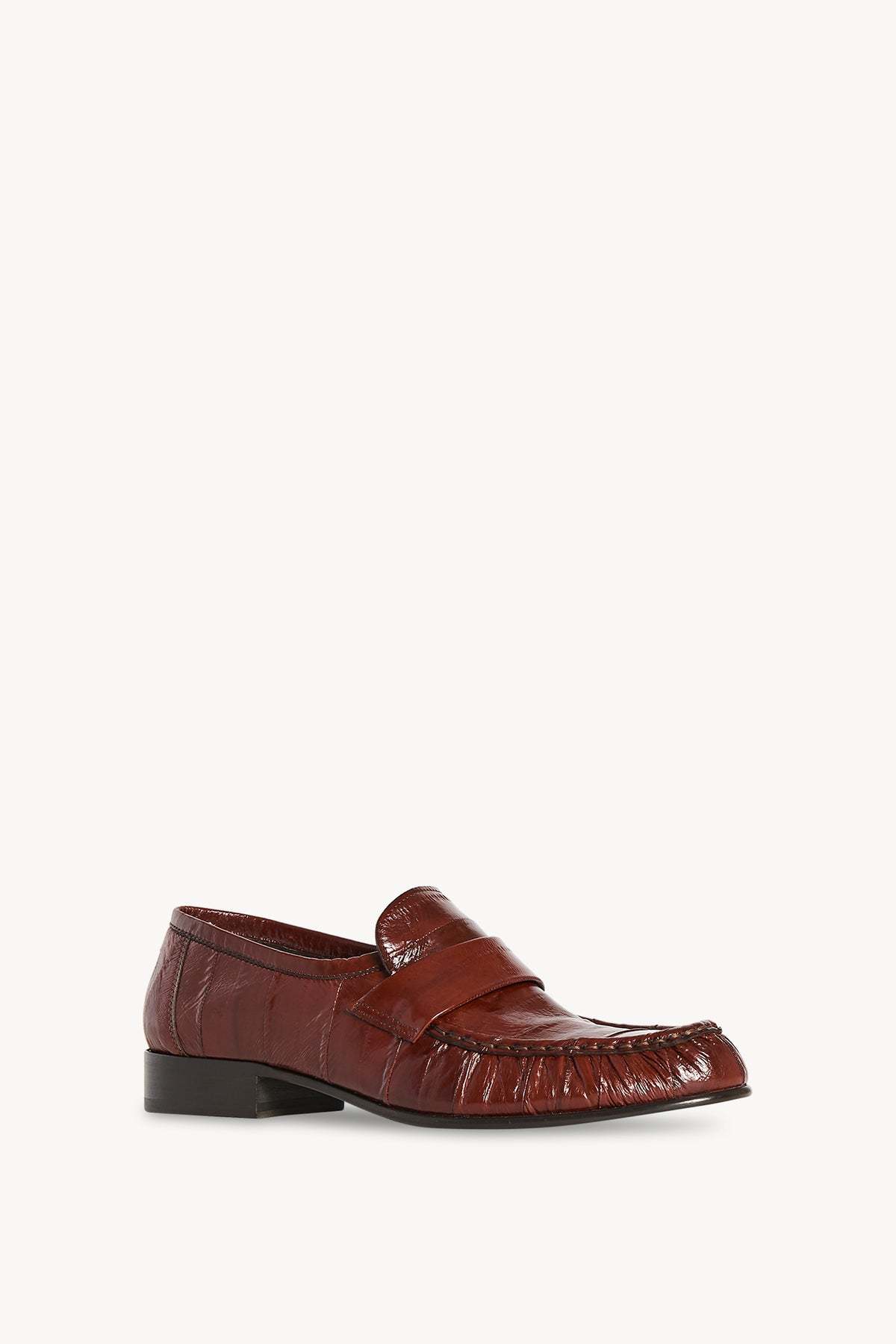 The Row Soft Loafer In Eel In Burgundy