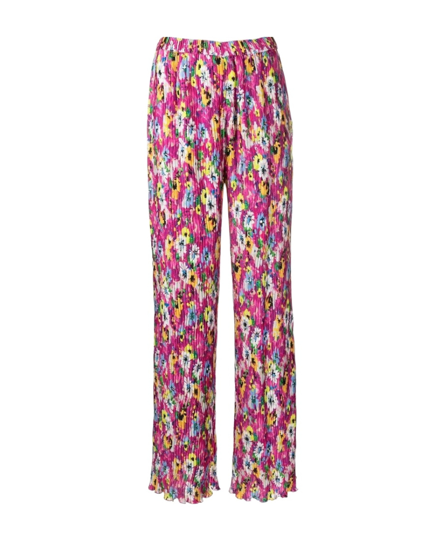 Msgm Pleated Floral-print Trousers In Pink
