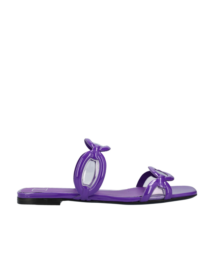 Valentino Square Toe Slip-on Sliders In Purple