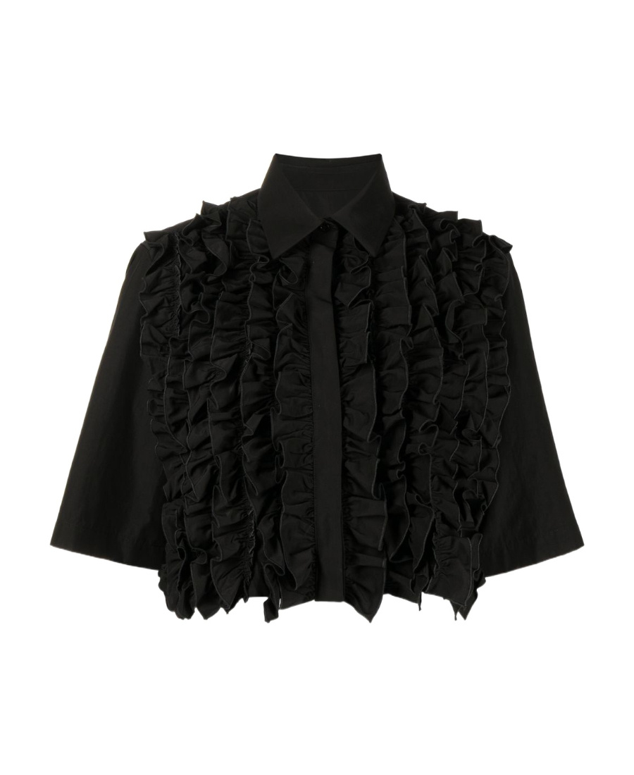 Msgm Ruffle-detail Cropped Shirt