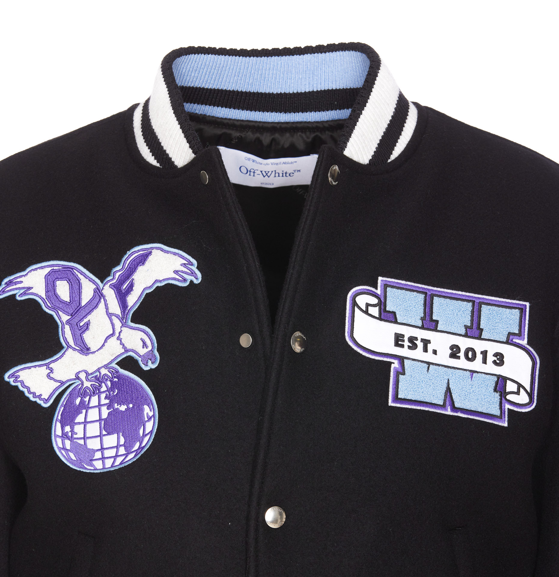 Off-white Off White Men Eagle Wool Varsity Jacket In Black