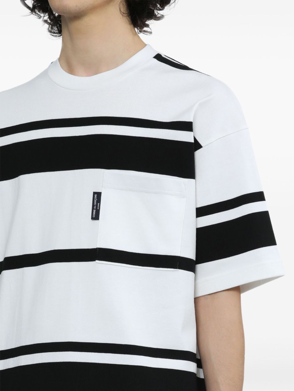 Comme Des Garçons Open-necked Black Shirt In White