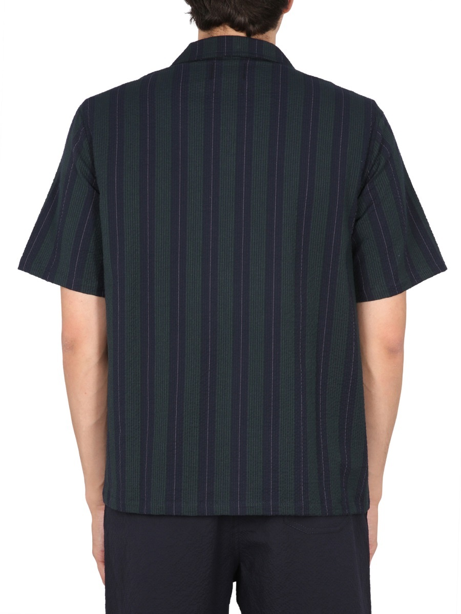 Howlin' Cotton Shirt Short Sleeves Striped Design In Black