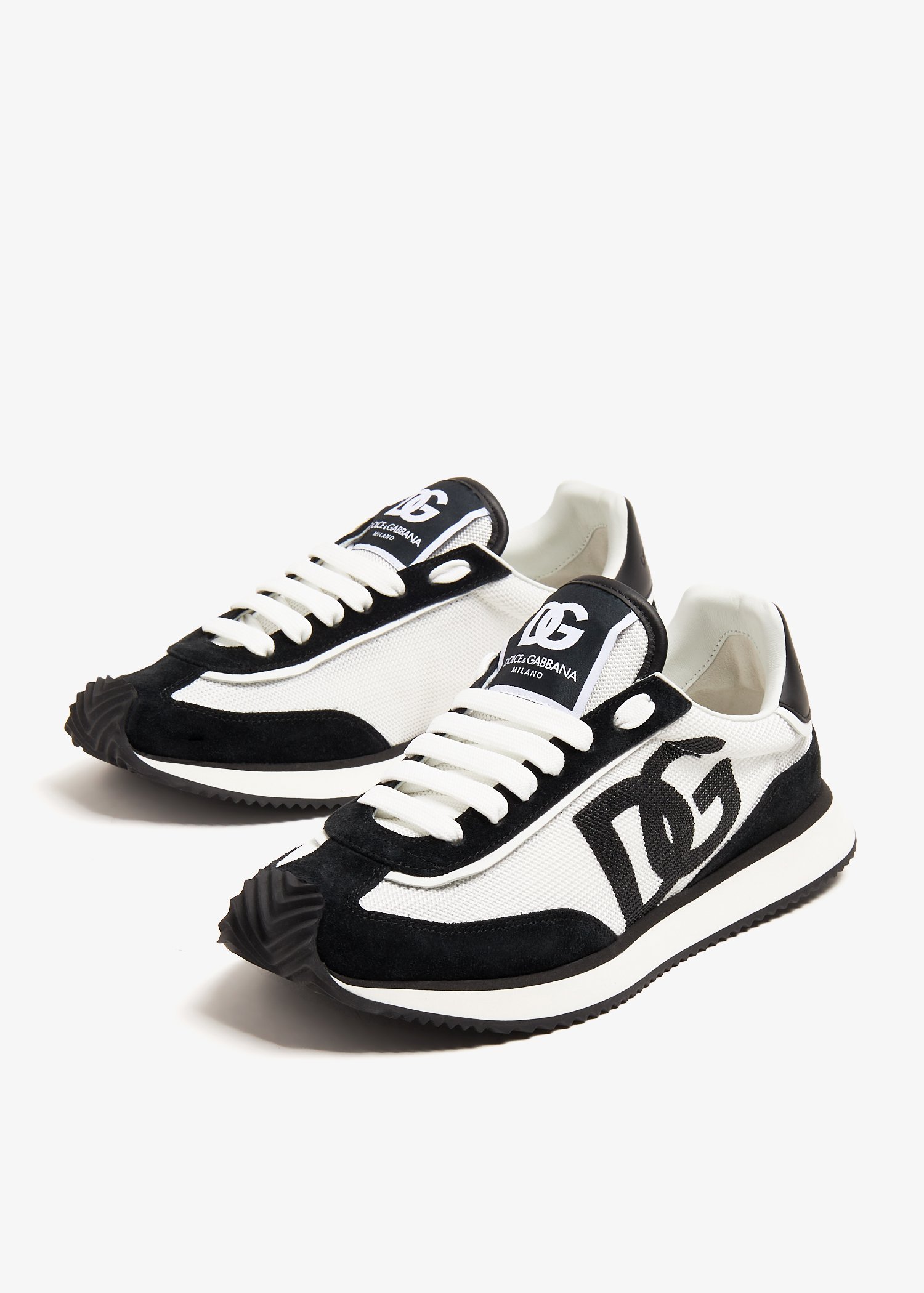 Dolce & Gabbana Multicolor Mesh And Split Leather Cushion Sneakers In Black