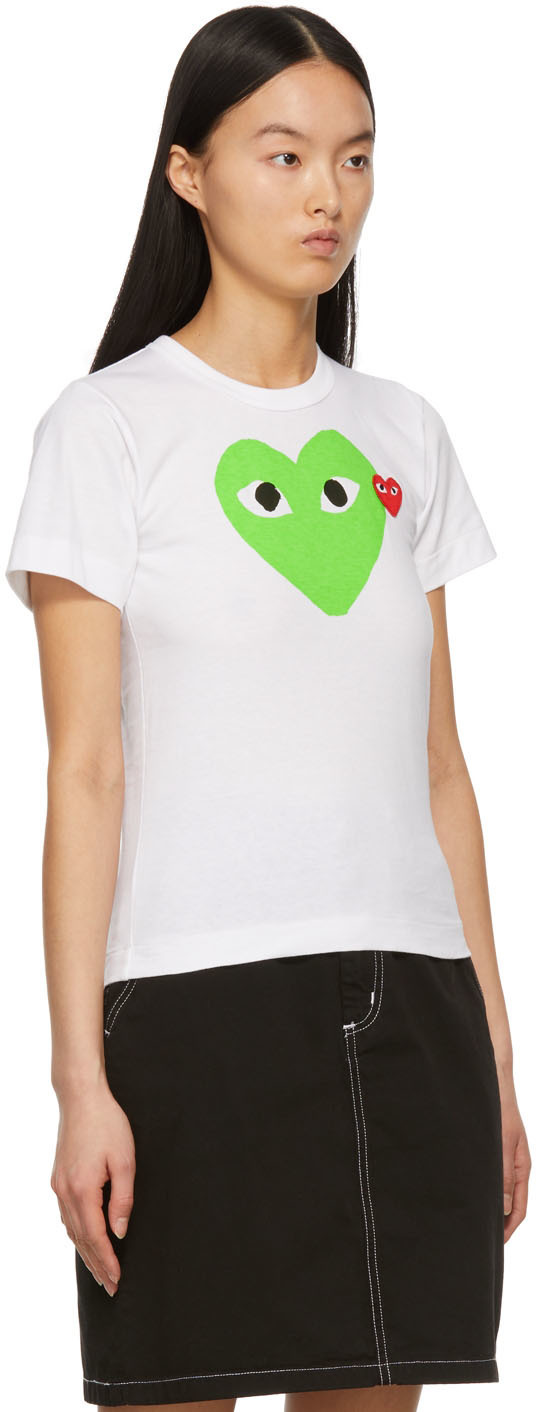 Comme Des Garçons Play Printed T-shirt With Round Collar Pattern In White