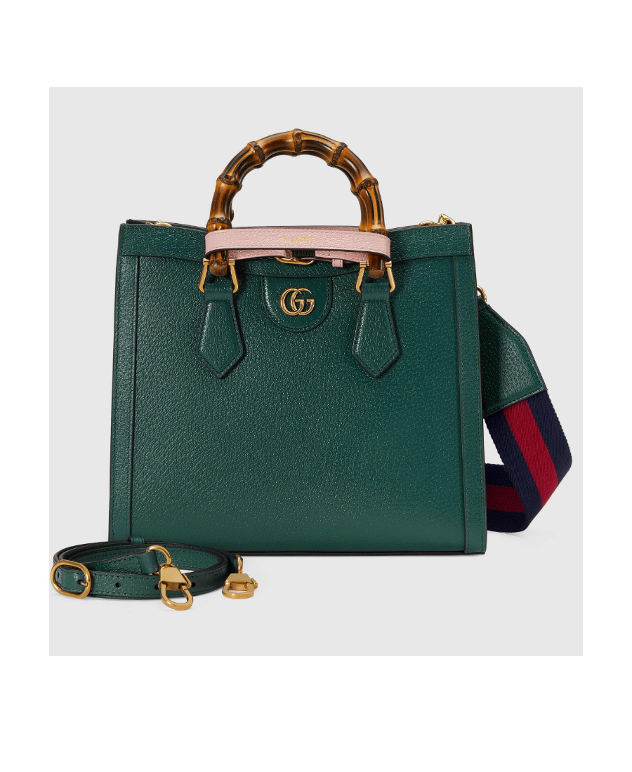 Gucci Diana Mini Leather Tote Bag In Green