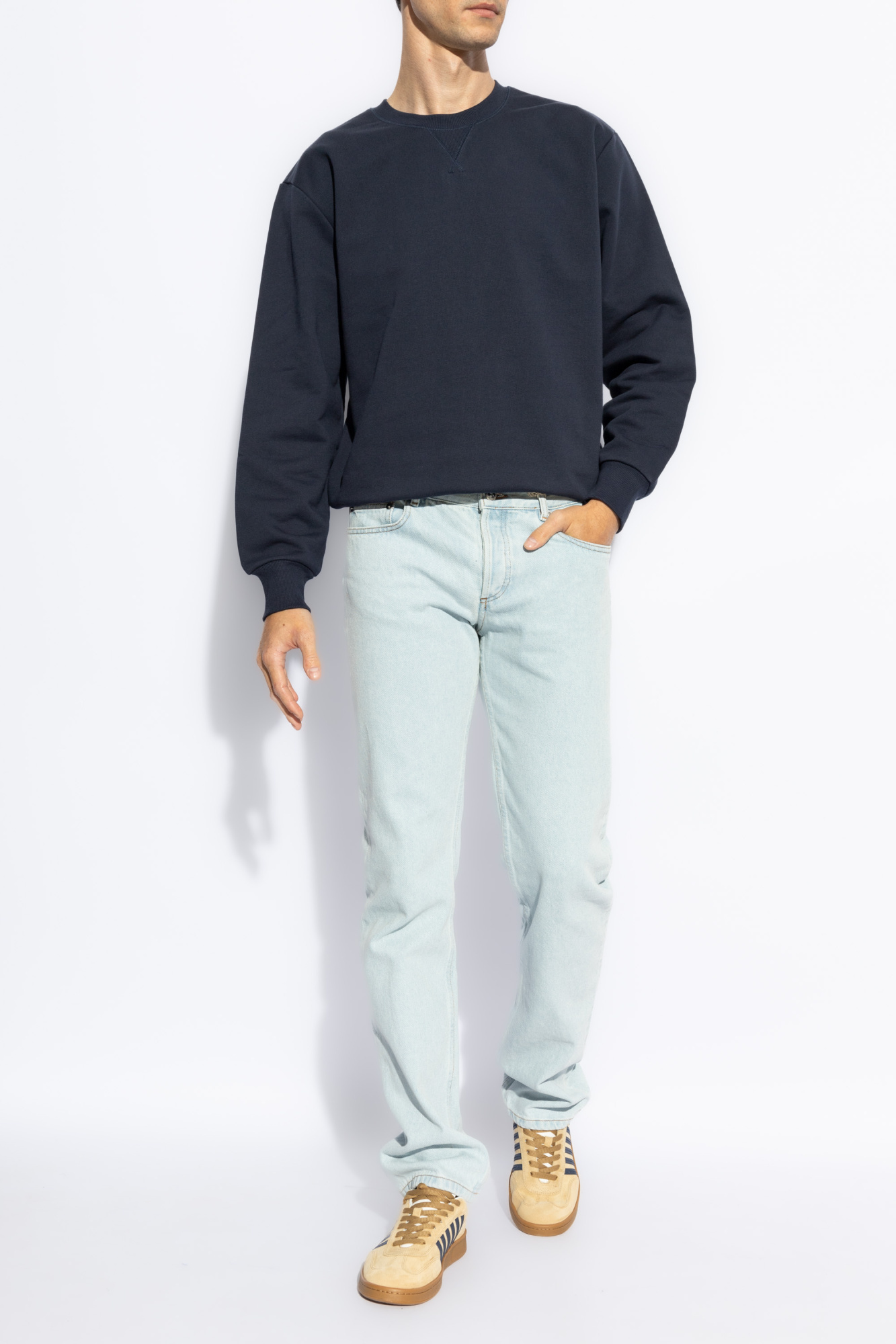 Apc V-insert Cotton Sweatshirt In Black