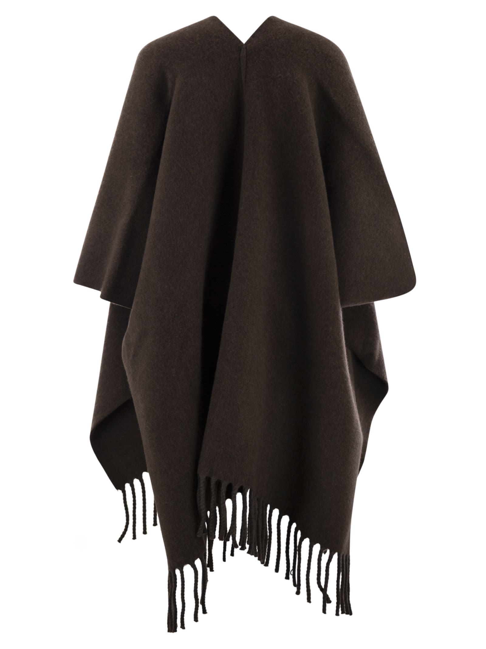 Brunello Cucinelli Double-knit Cape In Brown