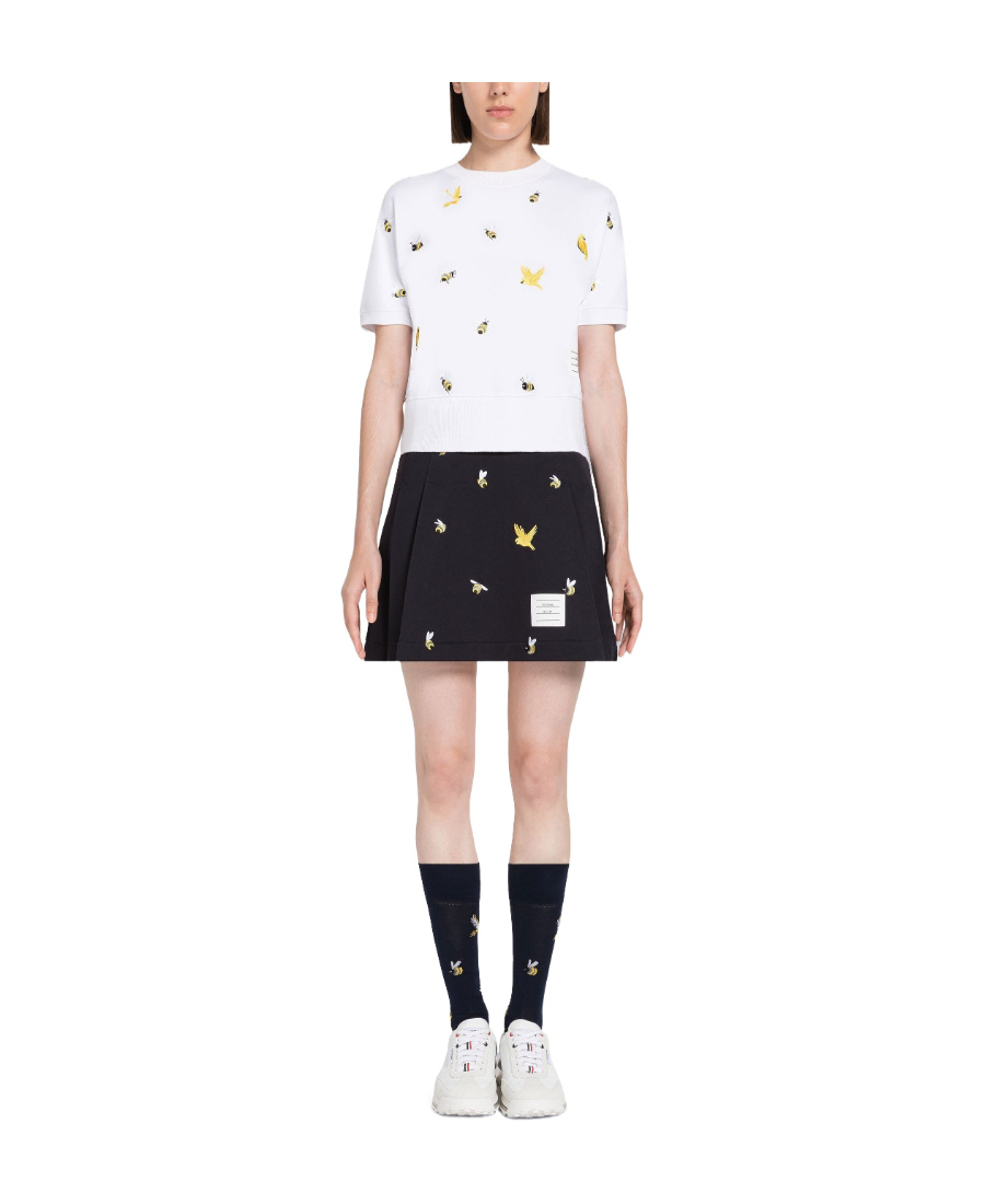 Thom Browne Logo-embroidered T-shirt In White