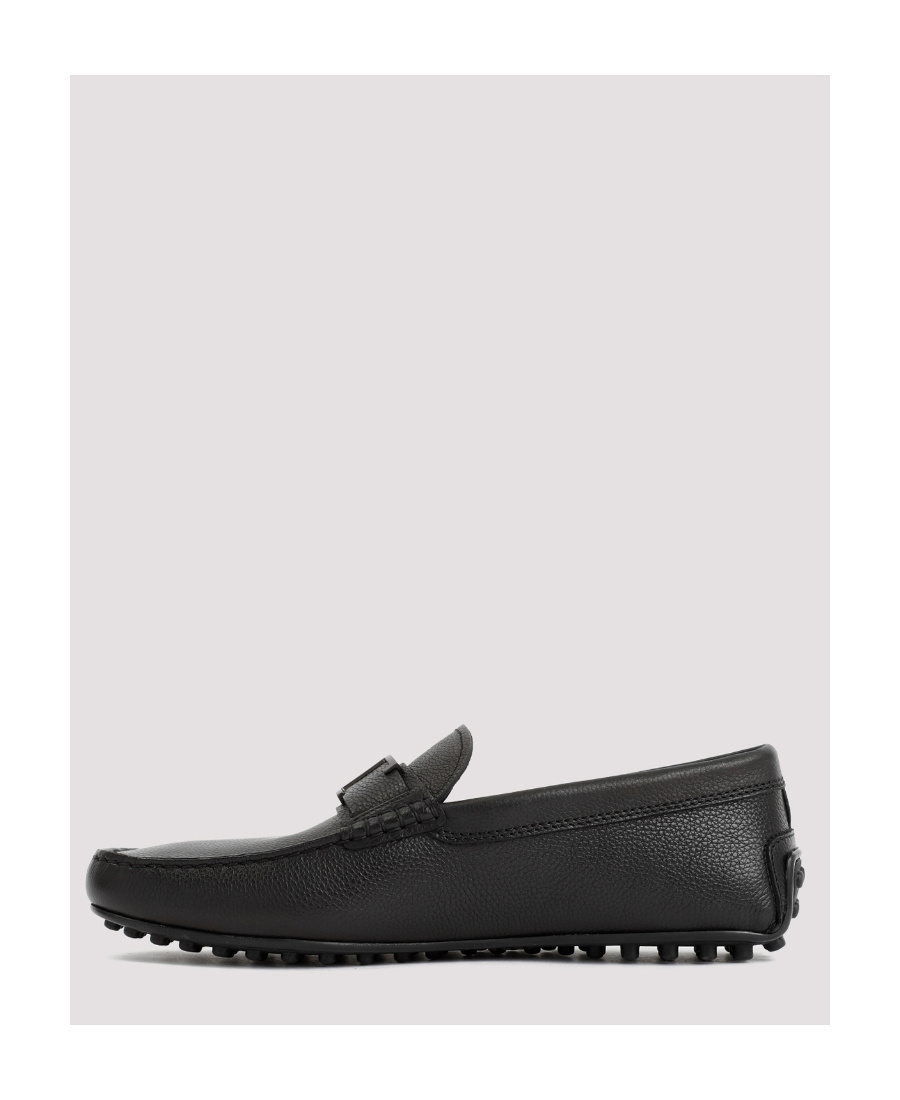 Tod's Logo-plaque Leather Loafers In Black