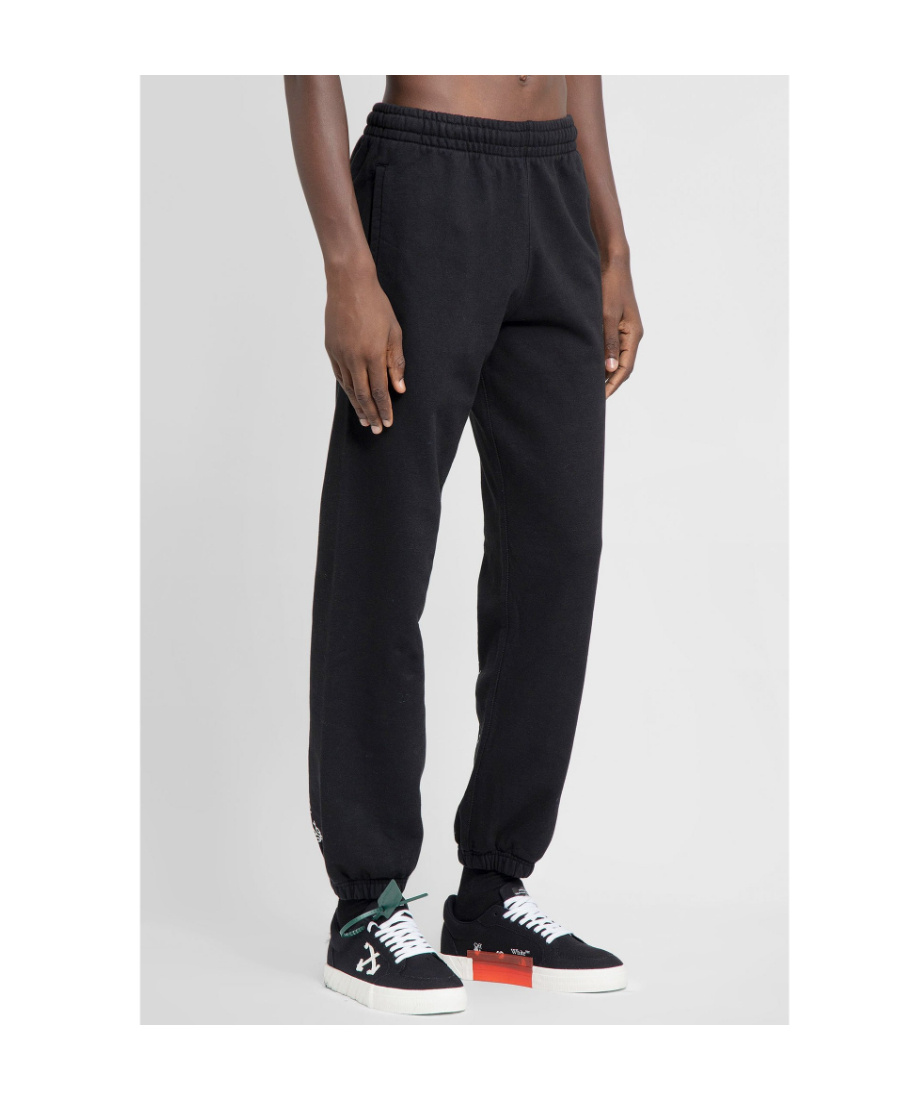 Off-white Wide-leg Cotton Joggers With Cuffed Hem In Black