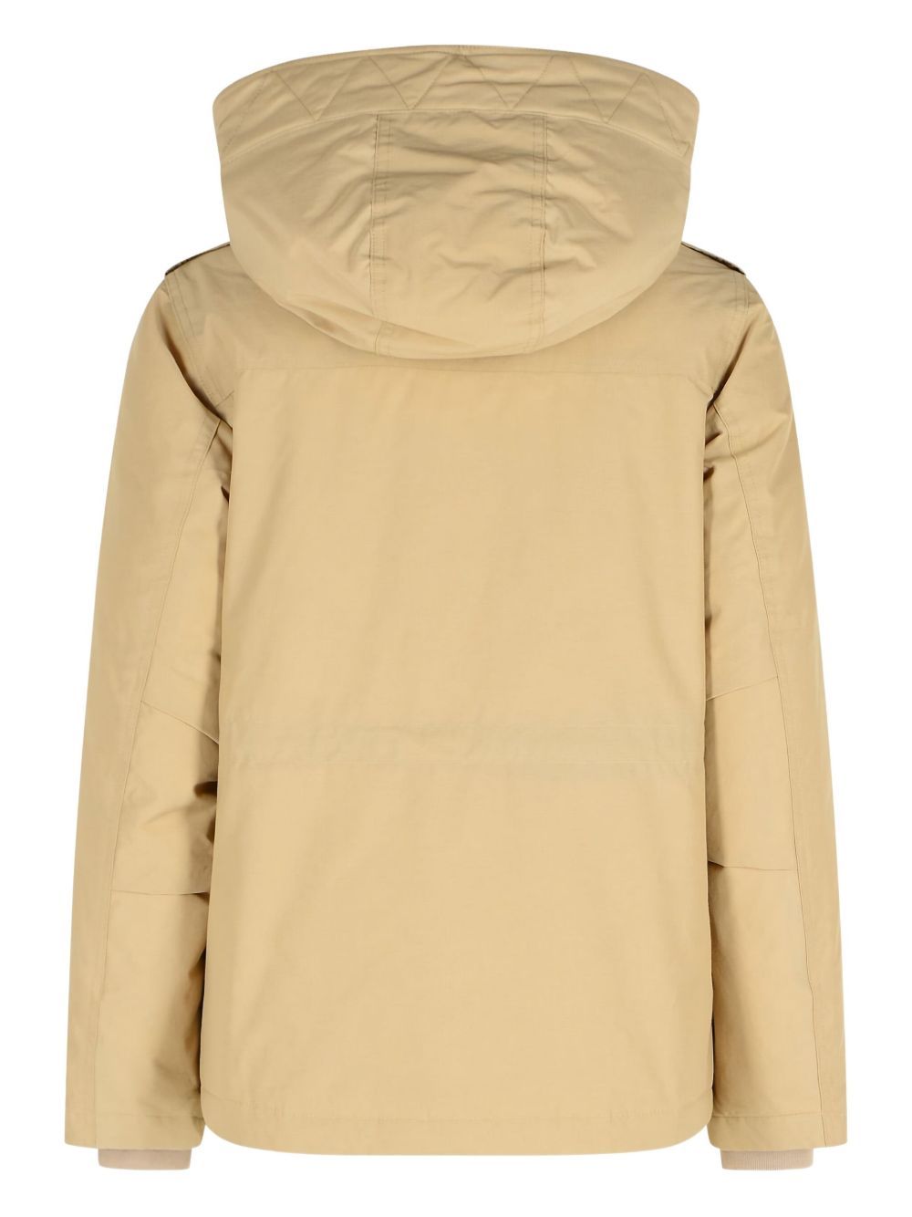 Woolrich Soft Cotton-polyamide Blend Beige Jacket With Hood In Brown