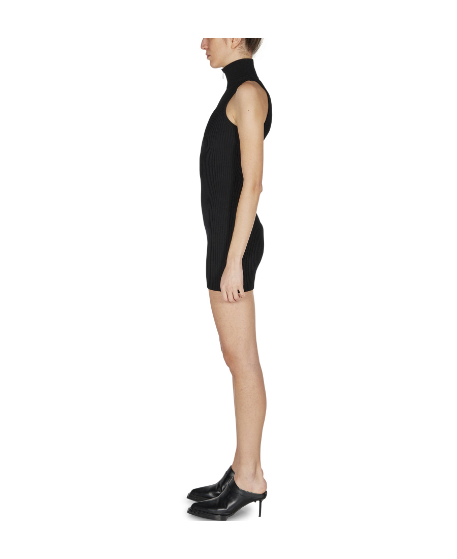 Alyx Black Ribbed Knit Zipper Dress In Black