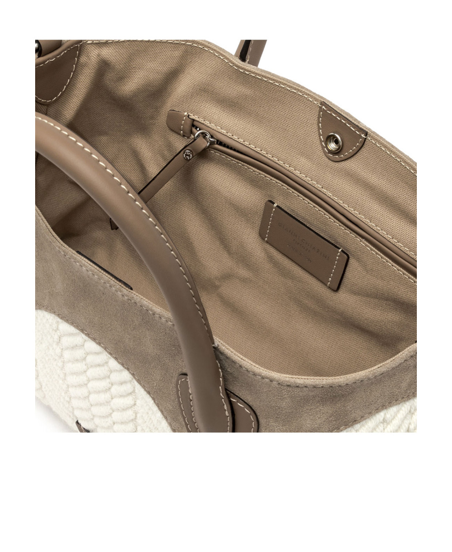 Gianni Chiarini Judy Bowling Bag In Jacquard In White