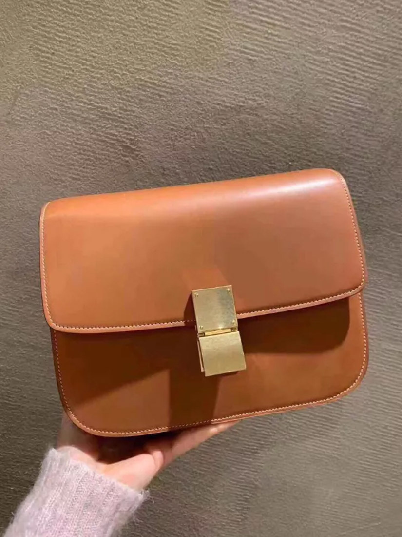 Celine Classic Medium Cow Leather Handbag In Brown