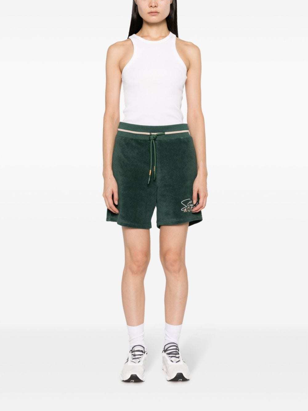 Autry Logo-embroidered Cotton-blend Track Shorts In Green
