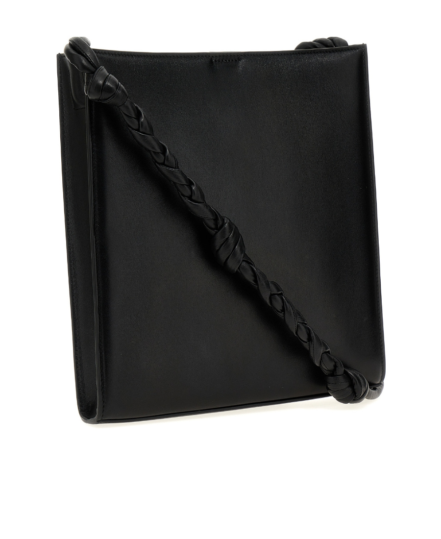 Jil Sander Black Leather Medium Tangle Shoulder Bag In Black