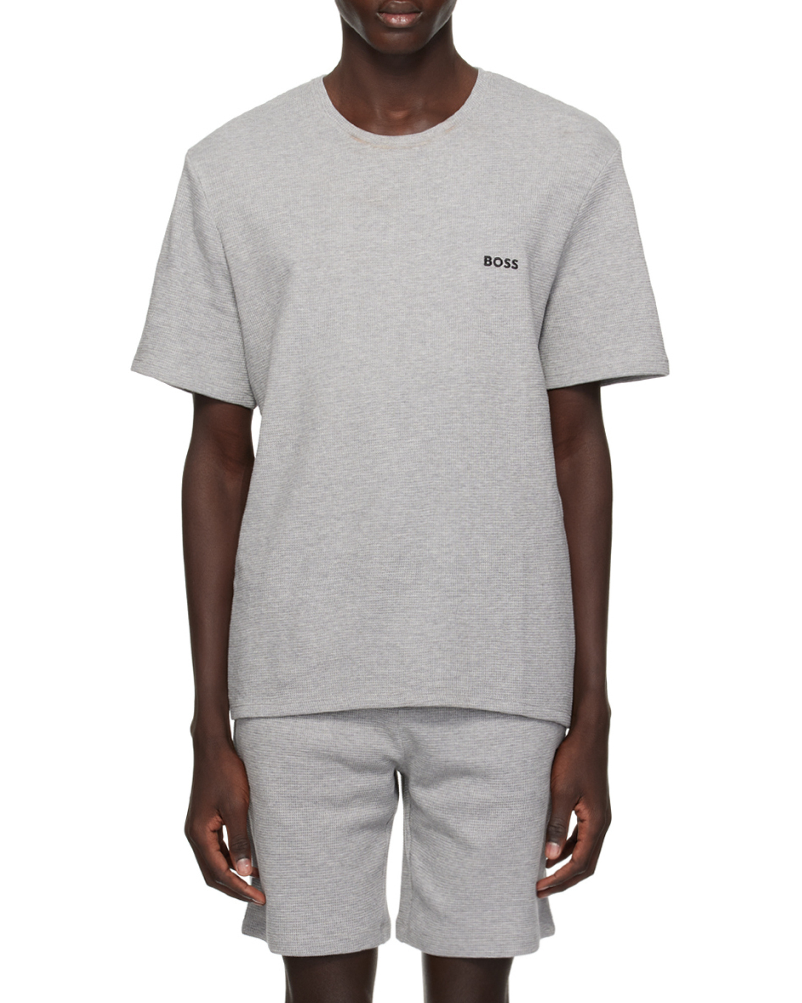 Hugo Boss T-shirt With Round Neck And Short Sleeves In Gray