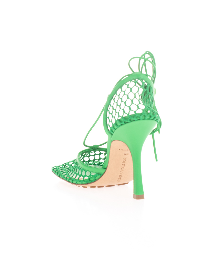 Bottega Veneta Wrap-tie Mesh Pumps In Green