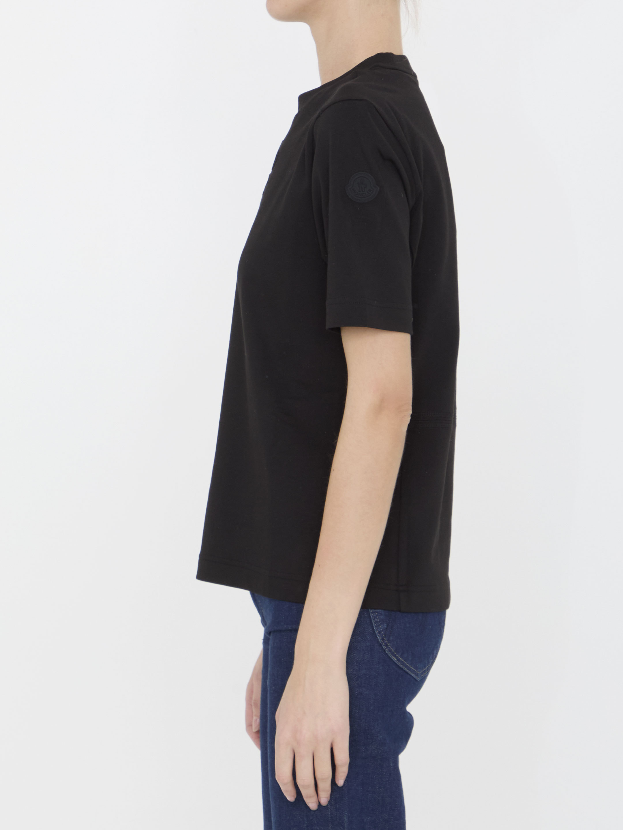Moncler Cotton Jersey Crewneck T-shirt In Black