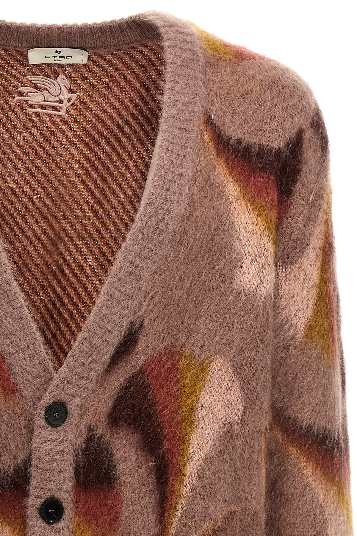 Etro V-neck Cardigan With Front Pockets In Brown