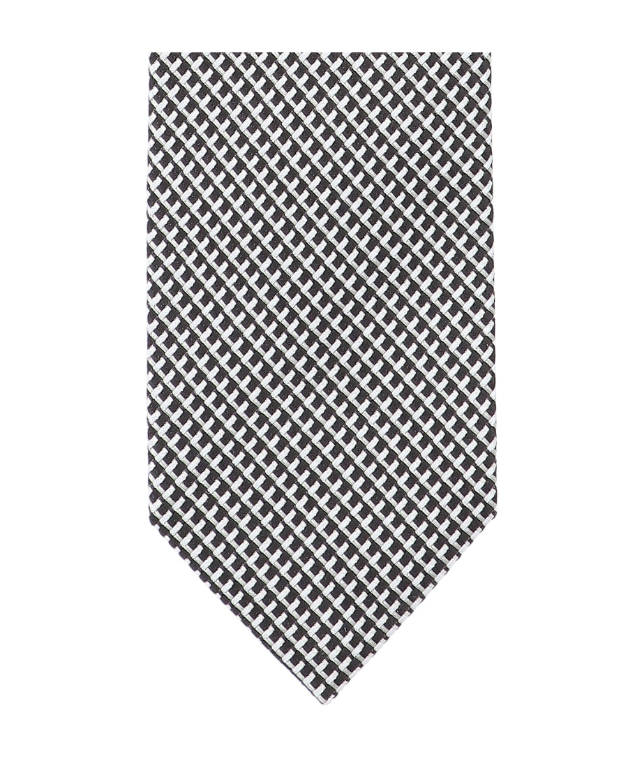 Tom Ford Textured Houndstooth Tie In Grey And Black In Gray