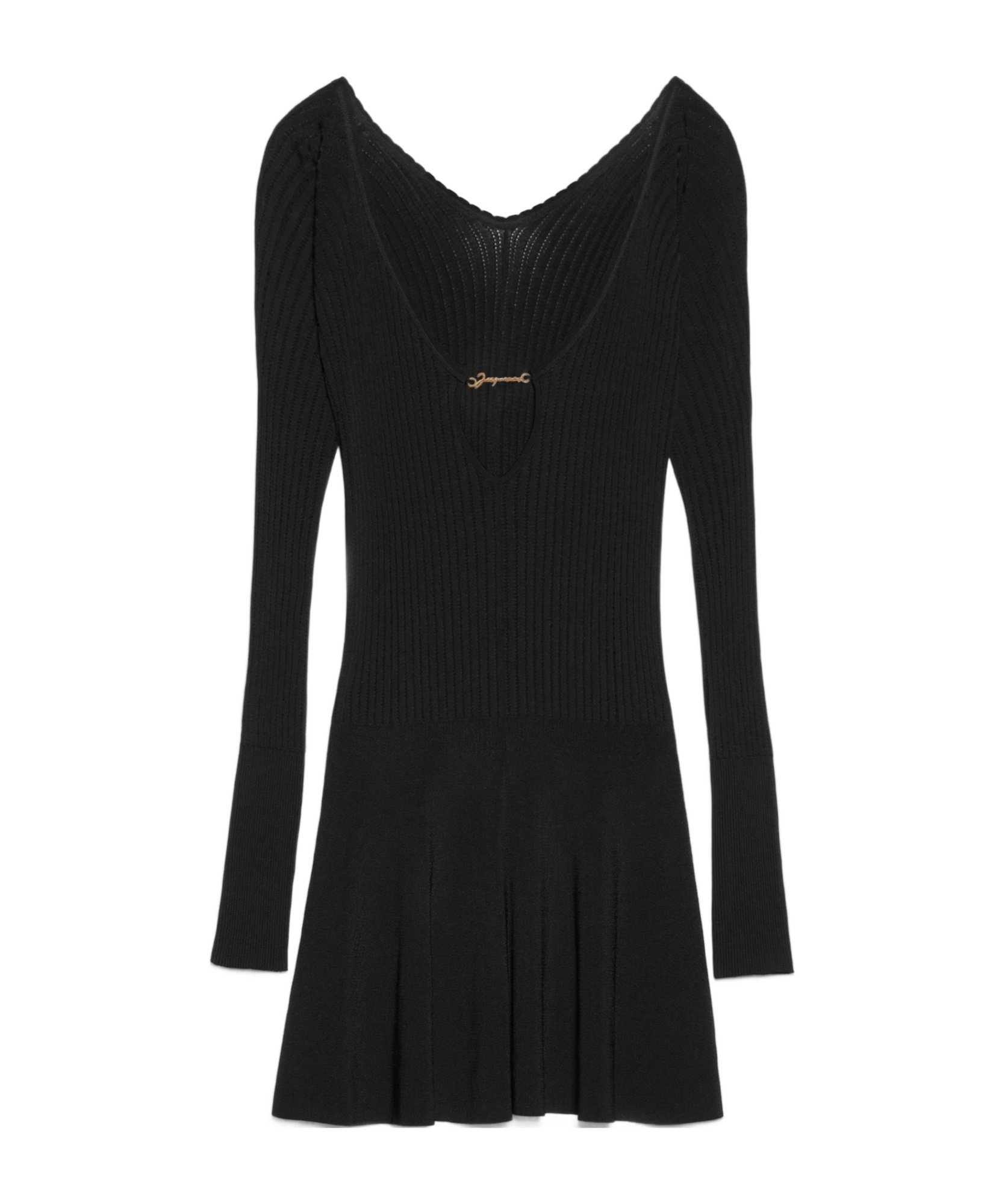 Jacquemus Womens Black Logo-plaque Slim-fit Knitted Mini Dress In Black