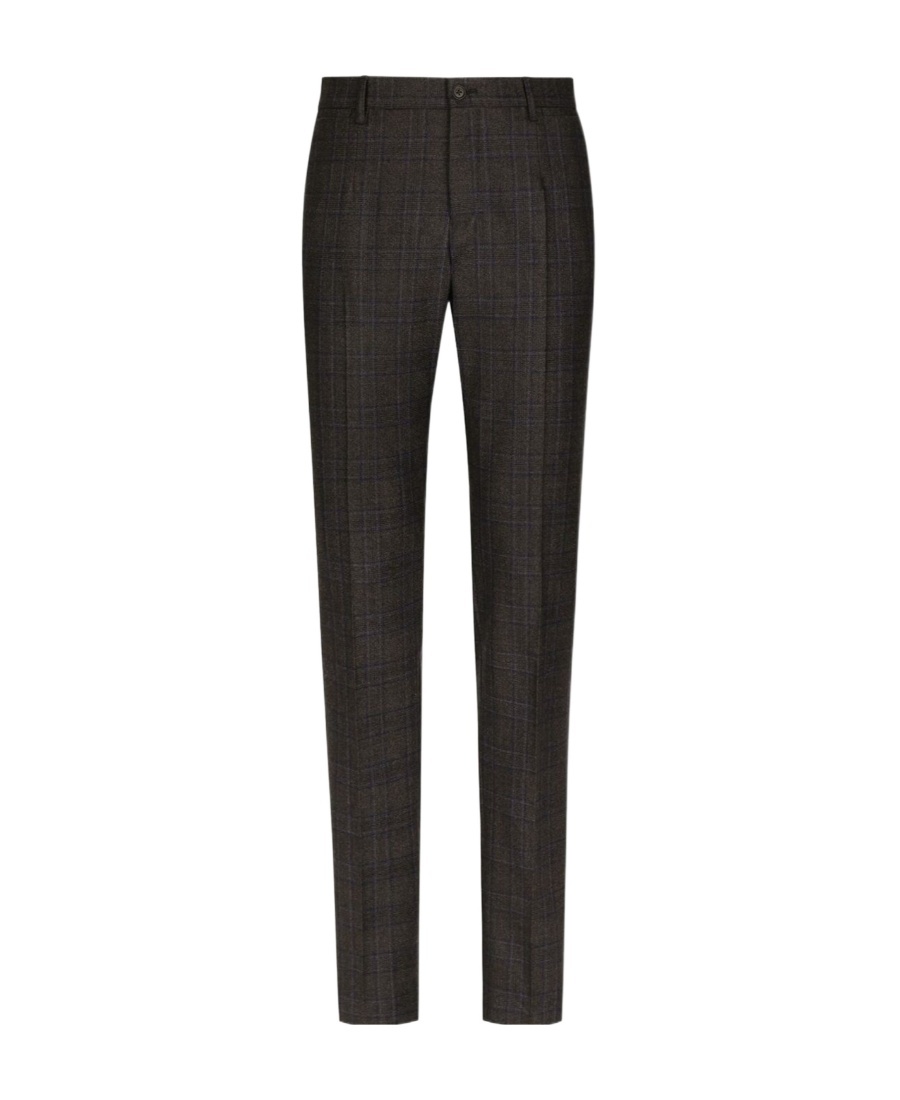 Dolce & Gabbana Tailored Woolen Trousers Check Pattern In Brown