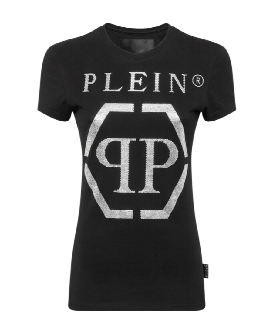 Shop Philipp Plein Rhinestone Logo T-shirt In Black