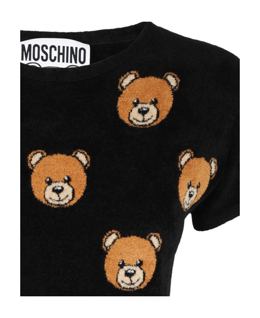 Moschino Teddy Bear-print Brushed Top In Black