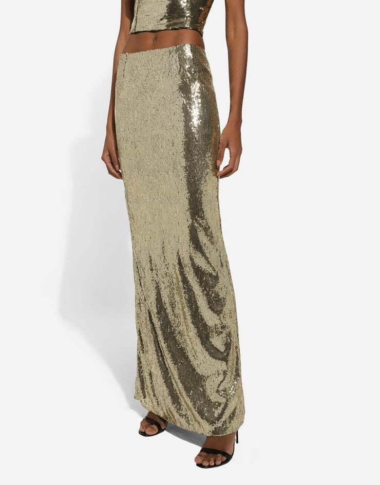 Dolce & Gabbana Sequinned Mermaid Maxi Skirt In Brown