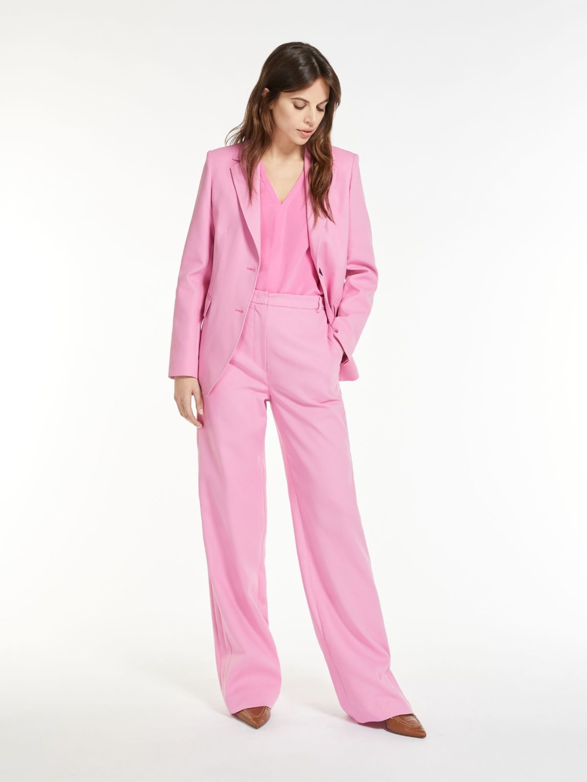 Max Mara Garian High Waist Casual Pants In Pink