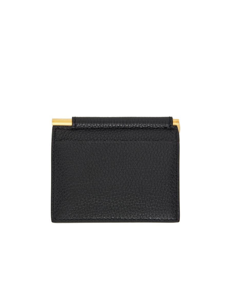 Tom Ford Logo-stamp Grained-leather Wallet In Black