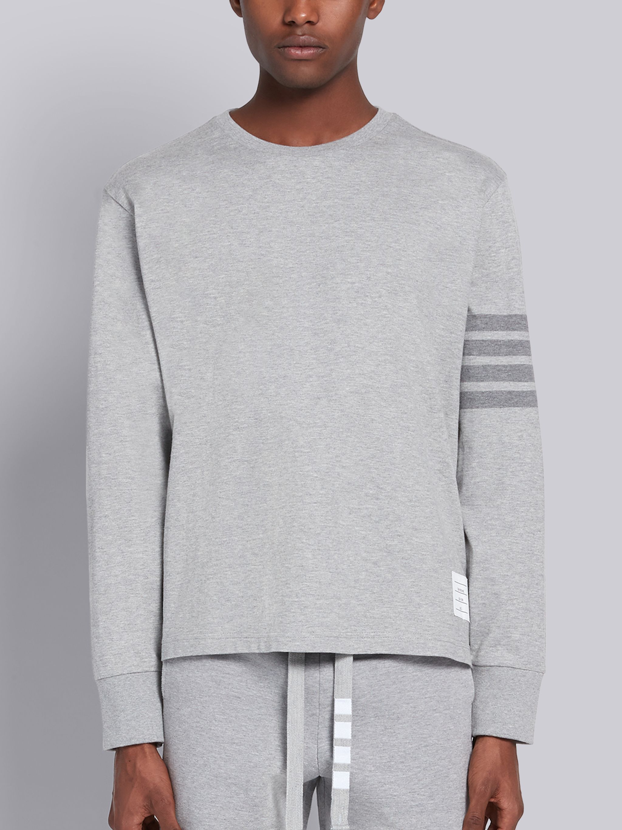 Thom Browne 4-bar Long-sleeve T-shirt In Gray